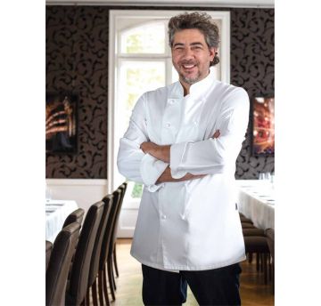 Chef's jacket with fabric buttons