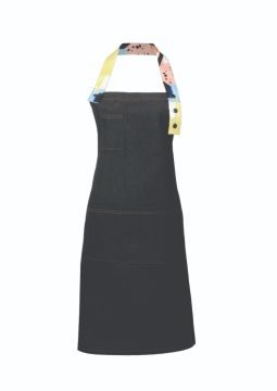 Denim apron with colored strap