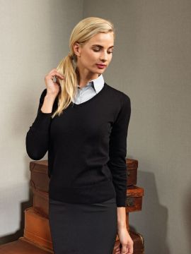 Ladies V neck knitted sweater