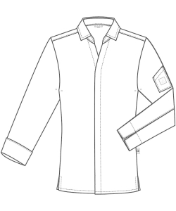 Kreklveida šefpavāra jaka ar paslēptām spiedpogām